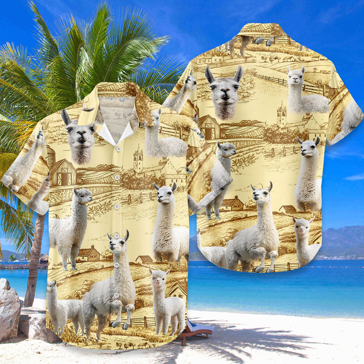 Alpaca Hawaiian Shirt – Cute Llama Vintage Farm Aloha Button Down | Funny Gift For Farmers