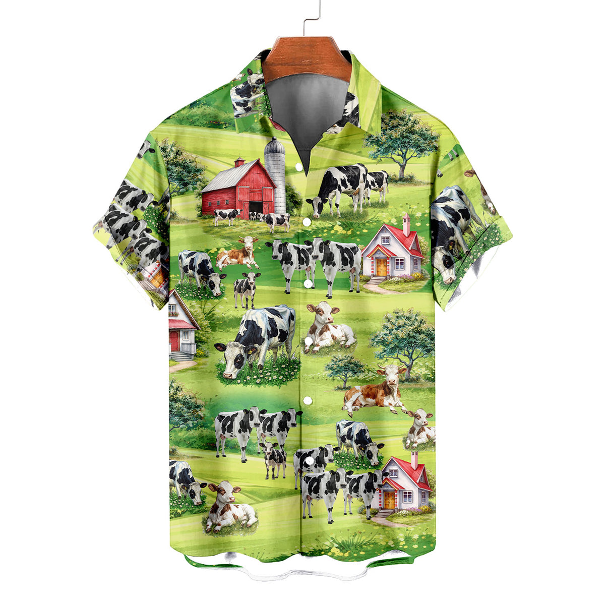 Cow Farm Hawaiian Shirt – Grazing Cows Aloha