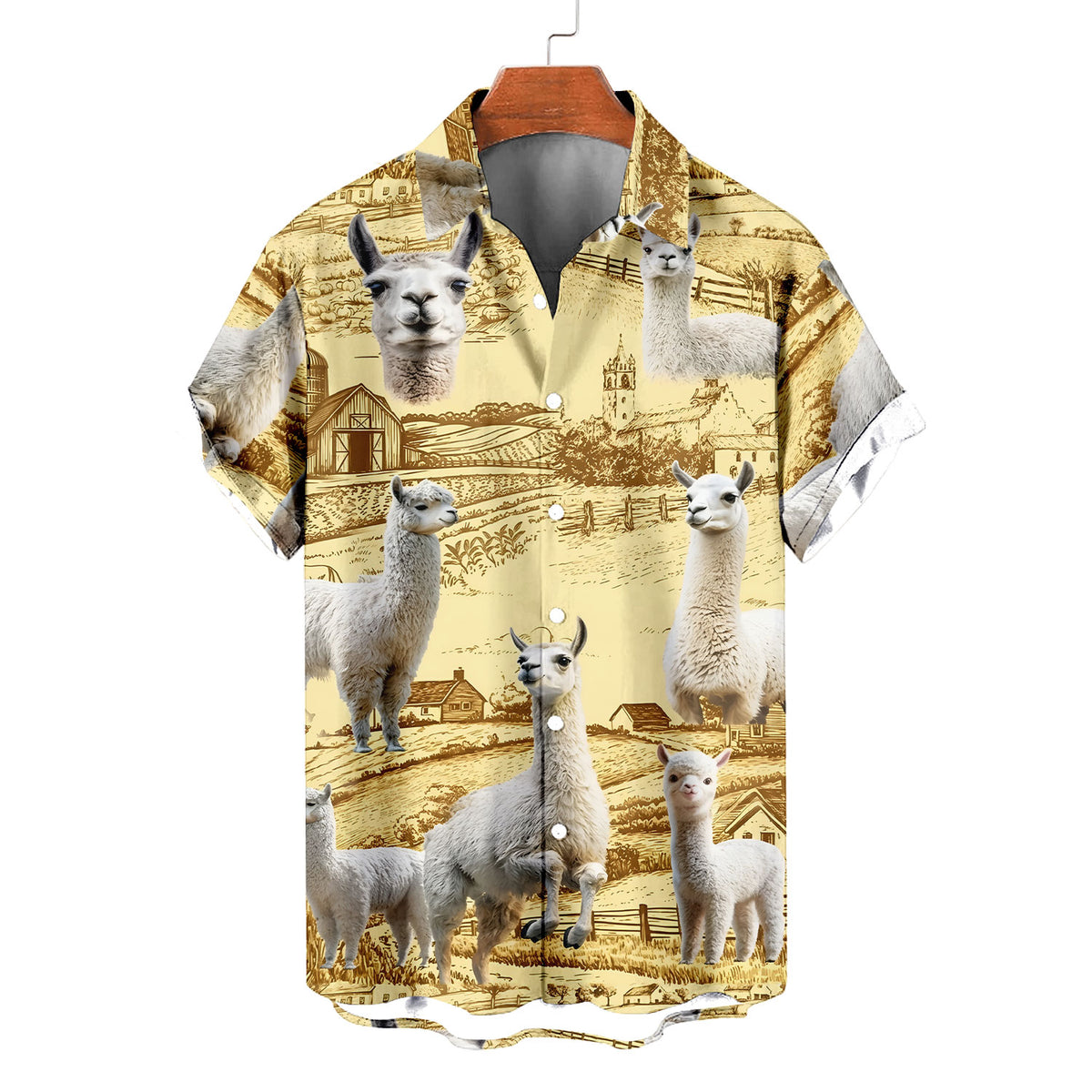 Alpaca Hawaiian Shirt – Cute Llama Vintage Farm Aloha Button Down | Funny Gift For Farmers