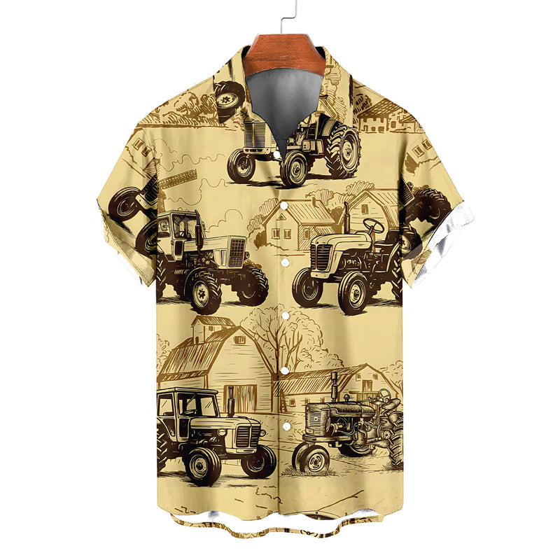 Vintage Tractor Hawaiian Shirt – Retro Farm Tractor Collection Aloha Button Down | Gift For Tractor Lover Dad