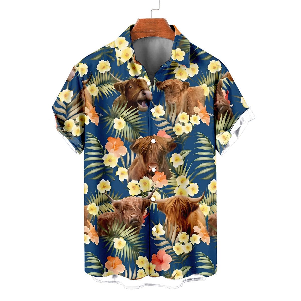 Highland Cow Hawaiian Shirt – Cute Floral Tropical Aloha | Funny Highland Cow Gift For Women Men