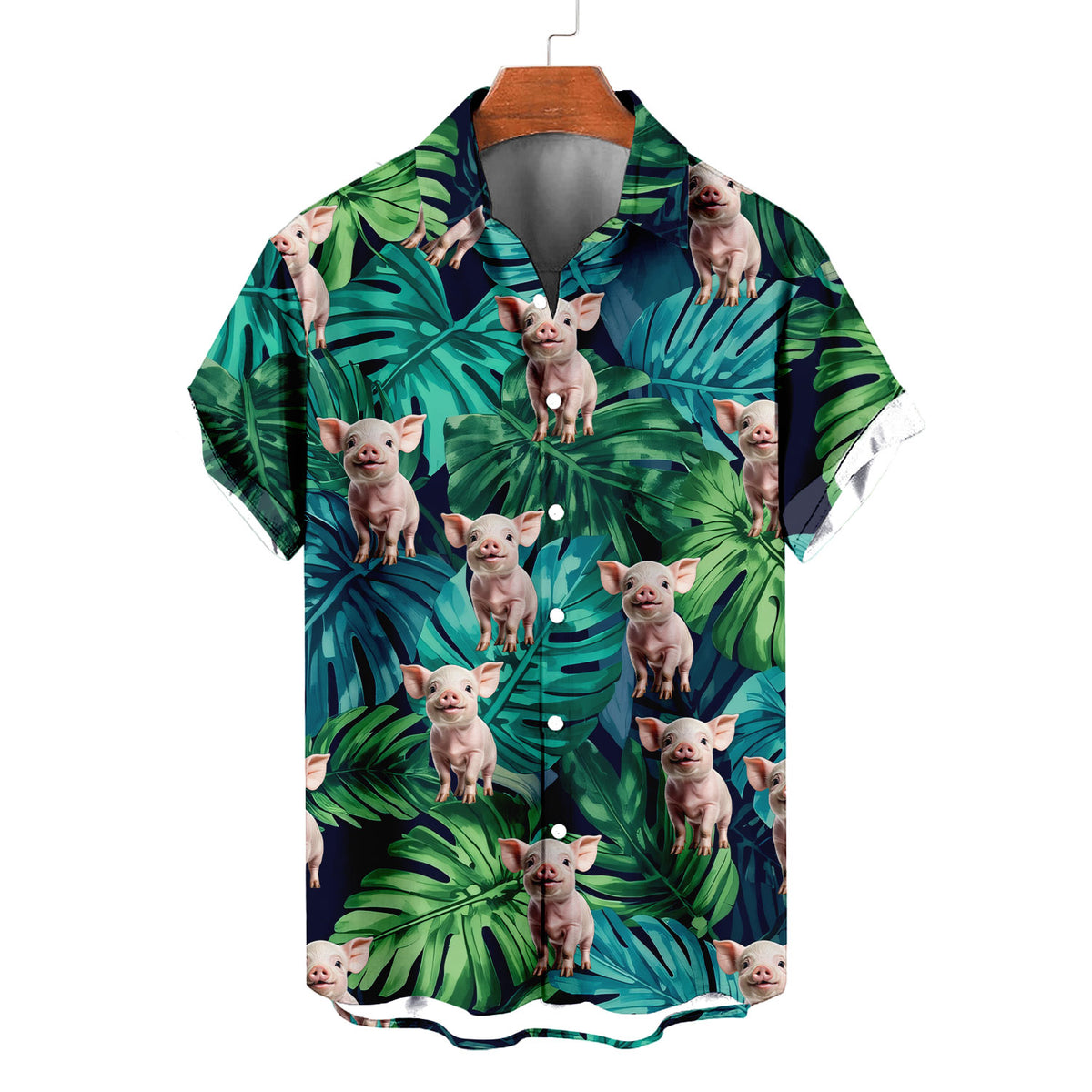 Baby Pig Hawaiian Shirt – Cute Baby Piglet Tropical Monstera Leaves Aloha | Pig Lover Gift