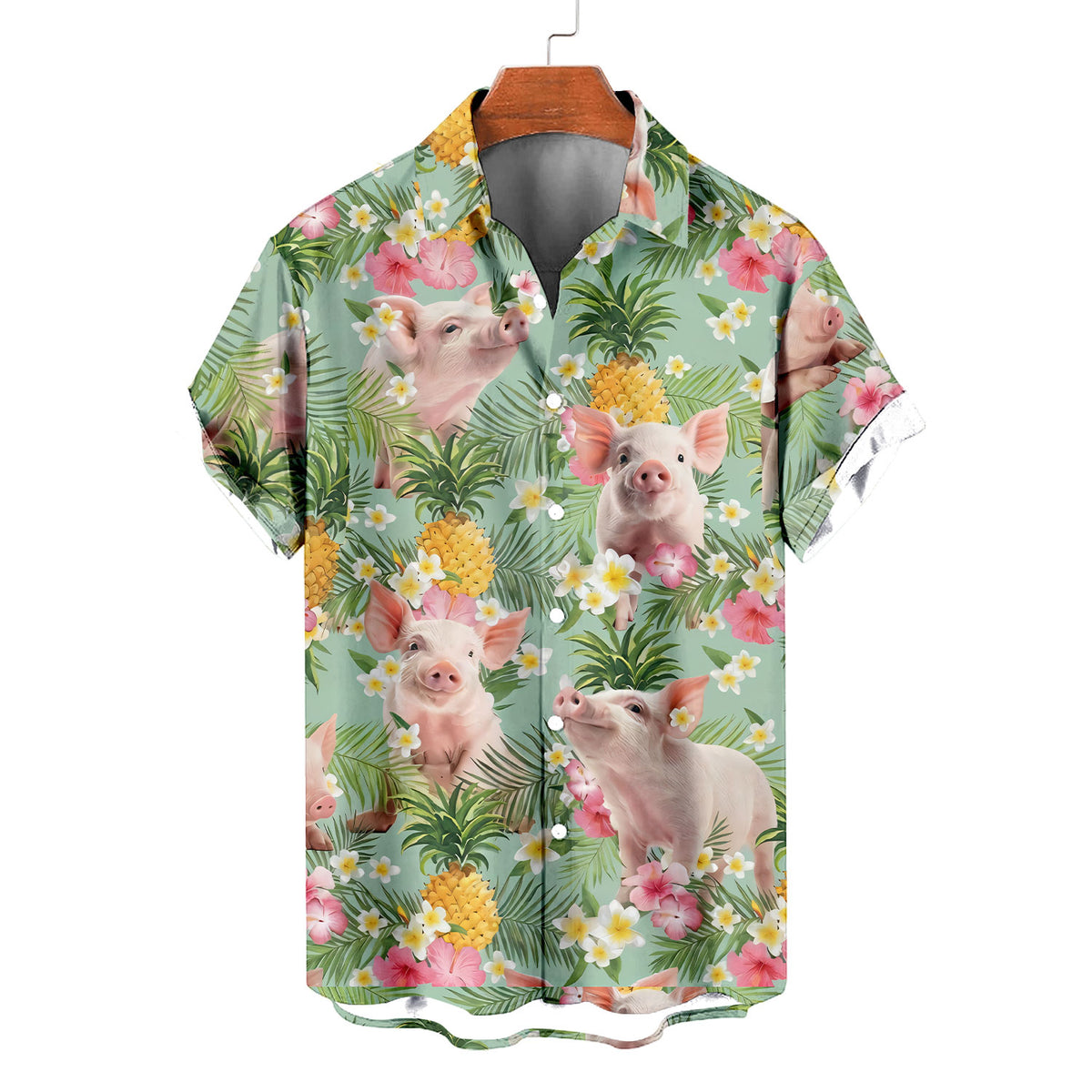 Pig Hawaiian Shirt – Cute Baby Pig Pineapple Tropical Aloha Button Down | Funny Pig Lover Gift Men Women