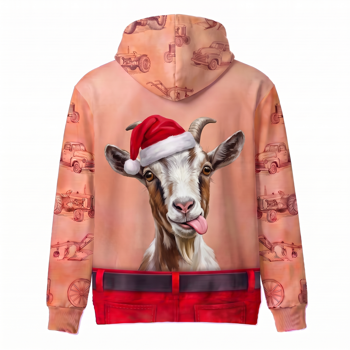 Funny Santa Goat Hairy Belly Hoodie - Custom Name GOAT Christmas Hoodie