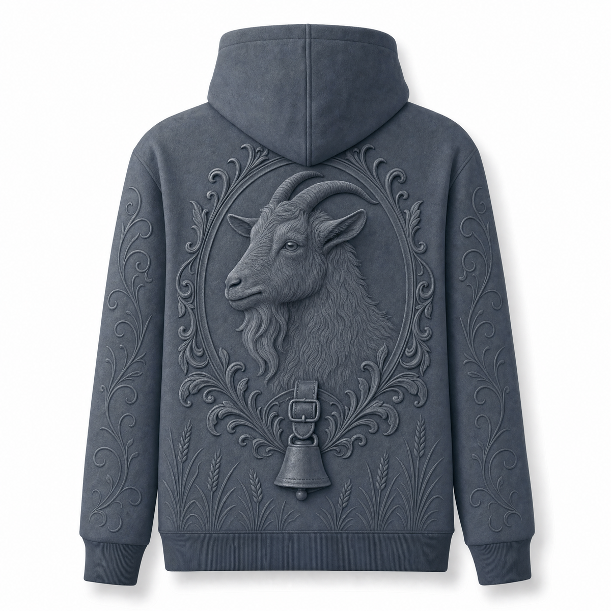 Goat Hoodie – Rustic Farm 3D Effect All-Over Print Unisex Pullover, Slate Gray, Goat Lover Gift