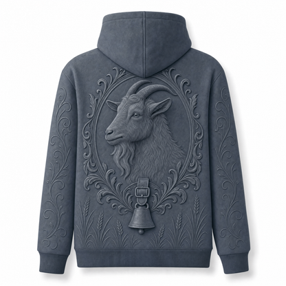 Goat Hoodie – Rustic Farm 3D Effect All-Over Print Unisex Pullover, Slate Gray, Goat Lover Gift