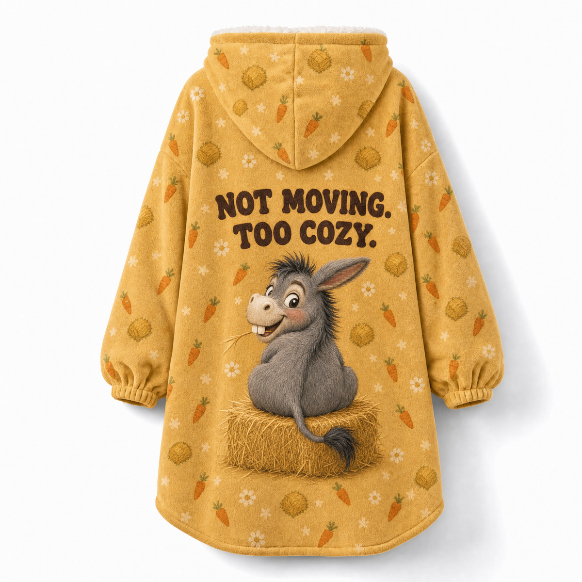 Hee-Haw! So Cozy Donkey Hoodie Blanket – Funny Farm Animal Print, Sherpa Lined, Adult & Kids