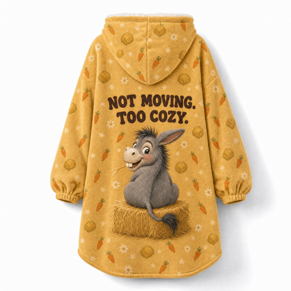 Hee-Haw! So Cozy Donkey Hoodie Blanket – Funny Farm Animal Print, Sherpa Lined, Adult & Kids