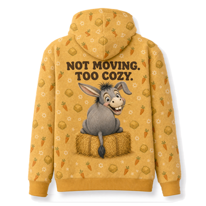 Hee-Haw So Cozy Donkey Hoodie – Not Moving Too Cozy Back Print, Funny Donkey Lover Gift, Unisex