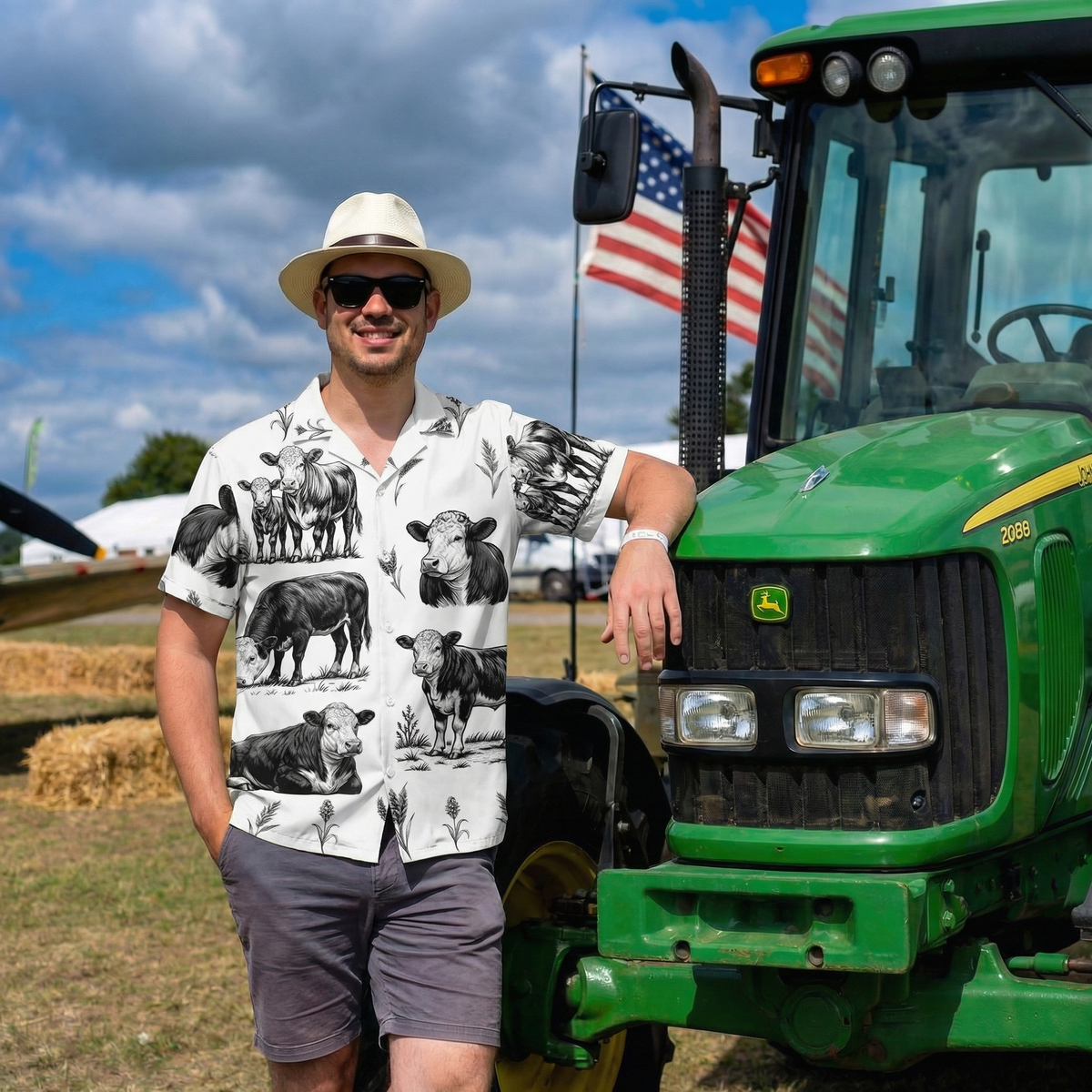 Black Angus Cattle Hawaiian Shirt – Vintage Sketch Black White Cow Farm Aloha | Cattle Rancher Gift