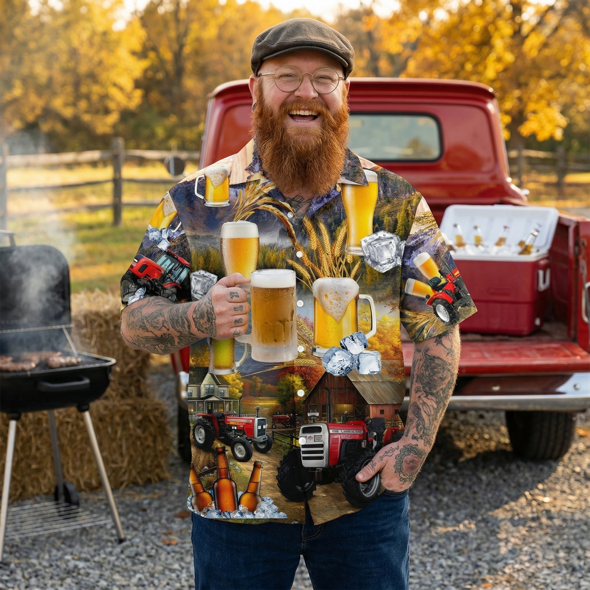 Beer & Tractor Hawaiian Shirt – Autumn Farm Life