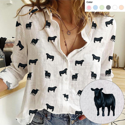 Brangus Cattle Icon Pattern Women Casual Shirts For Farmers