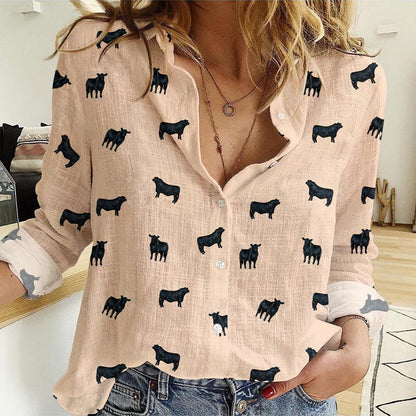 Brangus Cattle Icon Pattern Women Casual Shirts For Farmers