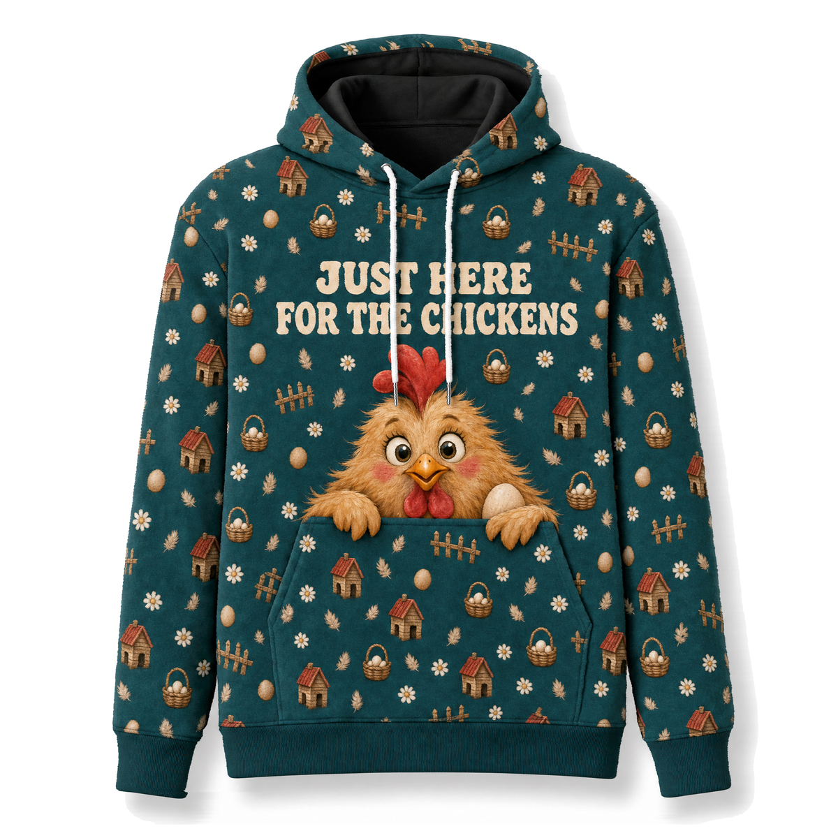 Just Here For The Chickens Hoodie – Coop There It Is Back Print, Funny Chicken Lover Gift, Unisex