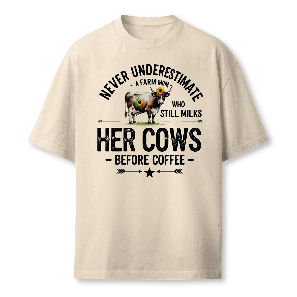 Never Underestimate A Farm Mom Who Still Milks Her Cows Before Coffee Shirt - Funny Farmer Gift For Women