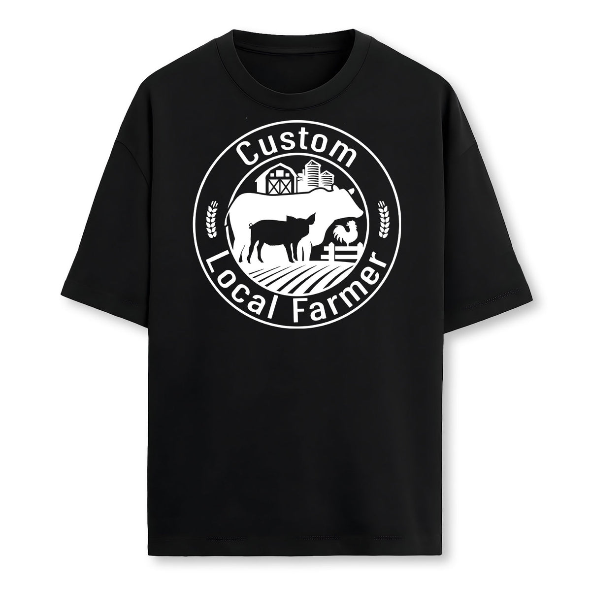 Personalized Local Farmer Shirt - Custom Name & Title Vintage  Farm Tee, Cattle Pig Chicken Logo, Country Farmer Gift,  Rural Lifestyle Apparel