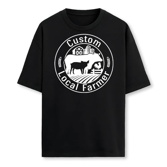 Personalized Local Farmer Shirt - Custom Name & Title Vintage  Farm Tee, Cattle Pig Chicken Logo, Country Farmer Gift,  Rural Lifestyle Apparel