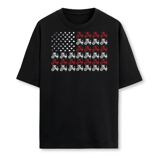 Proud Patriotic Freedom Designs Tractor American Flag Farmer T-Shirt