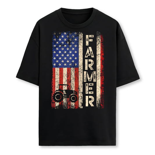 Farmer Tractors Usa American Flag Patriotic Farming Gifts Farmer T-Shirt