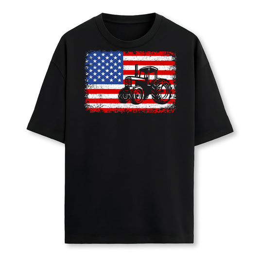 Farm Tractors Usa Flag Patriotic Farming Gift Men Women Boys Farmer T-Shirt