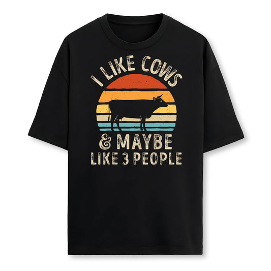 I Like Cows And Maybe Like 3 People Cow Farm Farmer Retro Farmer T-Shirt