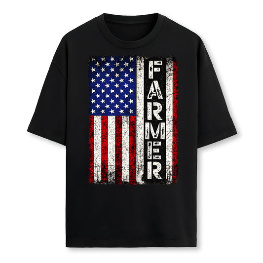 Farmer Tractors Usa American Flag Patriotic Farming Men Tee Farmer T-Shirt