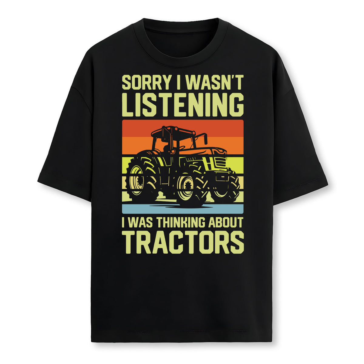 Funny Thinking About Tractors Tractor Lover Farmer Men Boys Farmer T-Shirt
