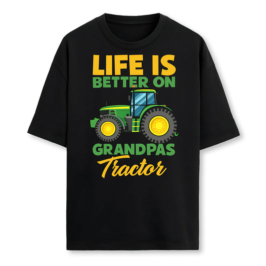 Farmer Funny Tractor Boy On Grandpas Tractor Farmer T-Shirt