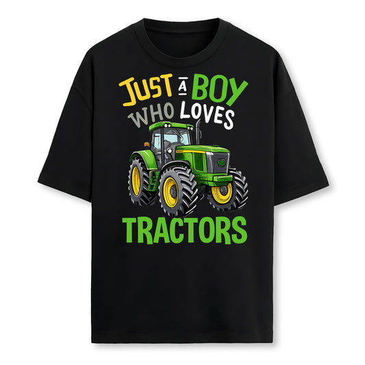 Just A Boy Who Loves Tractors Green Farm Tractor Trucks Farmer T-Shirt