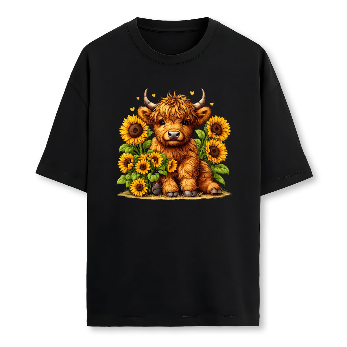 Cute Scottish Highland Cow Sunflower Mothers Day Farmer Pullover Hoodie Farmer T-Shirt