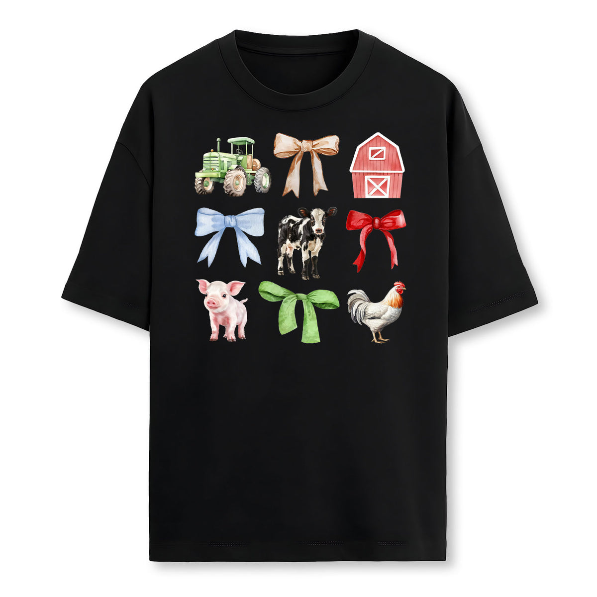 Cute Farm Animals Cow Pig Chicken Coquette Farmer Farmer T-Shirt