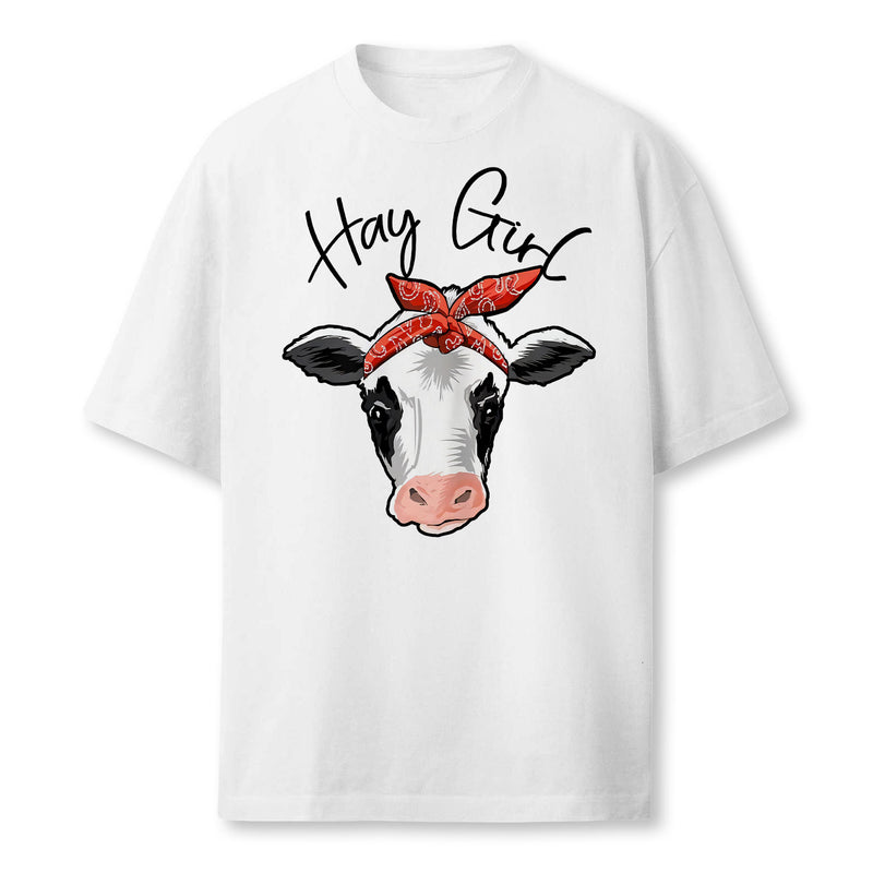 Hay Girl Farmer Funny Cattle Cow Farm Lovers Gift Women Farmer T-Shirt