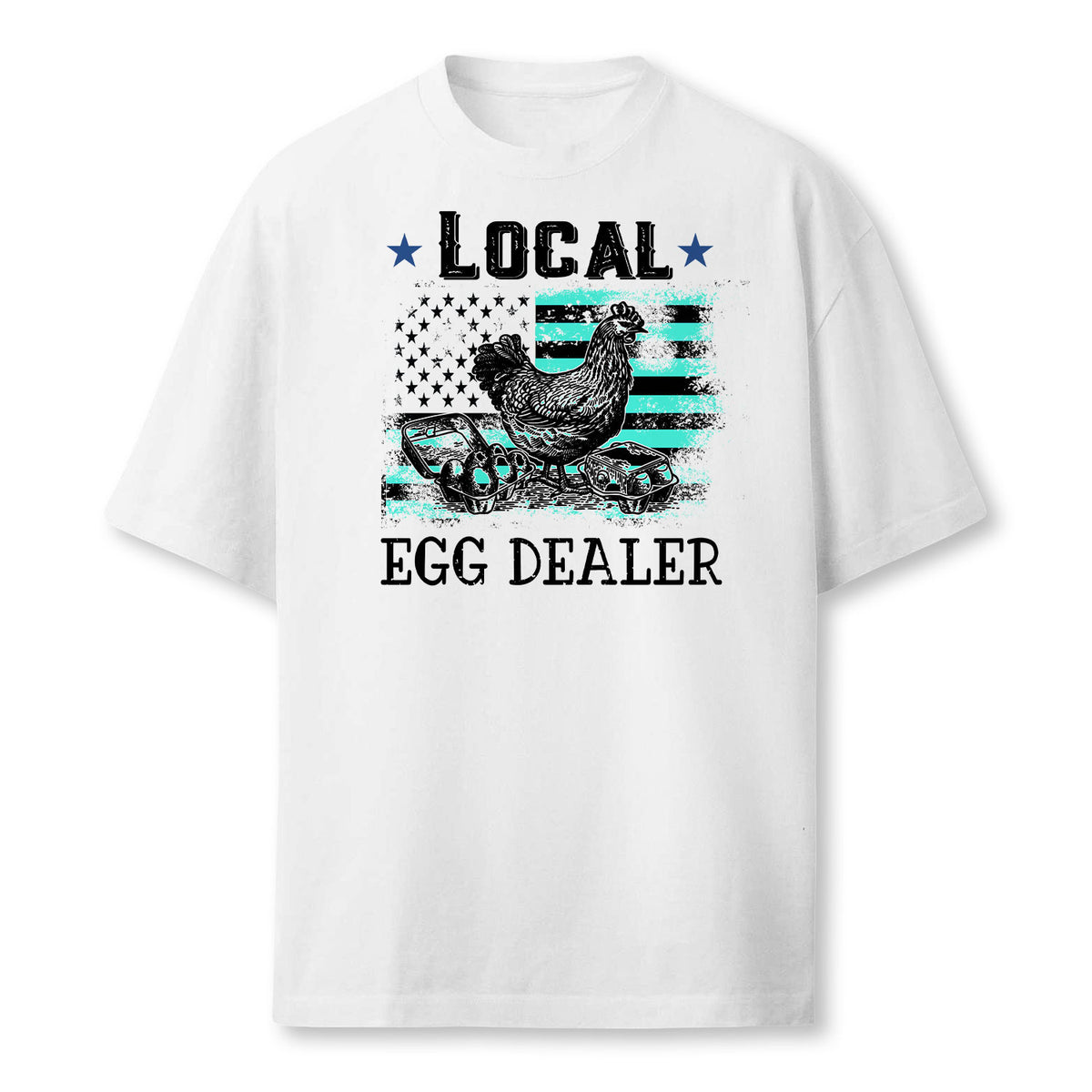 Local Egg Dealer Funny American Flag Chicken Lover Farmer Farmer T-Shirt