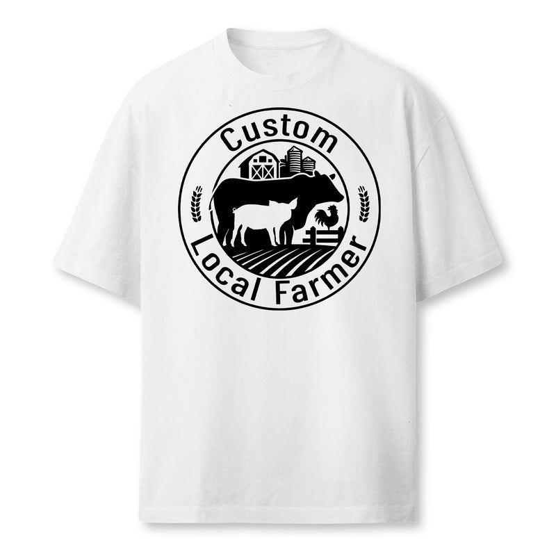 Personalized Local Farmer Shirt - Custom Name & Title Vintage  Farm Tee, Cattle Pig Chicken Logo, Country Farmer Gift,  Rural Lifestyle Apparel