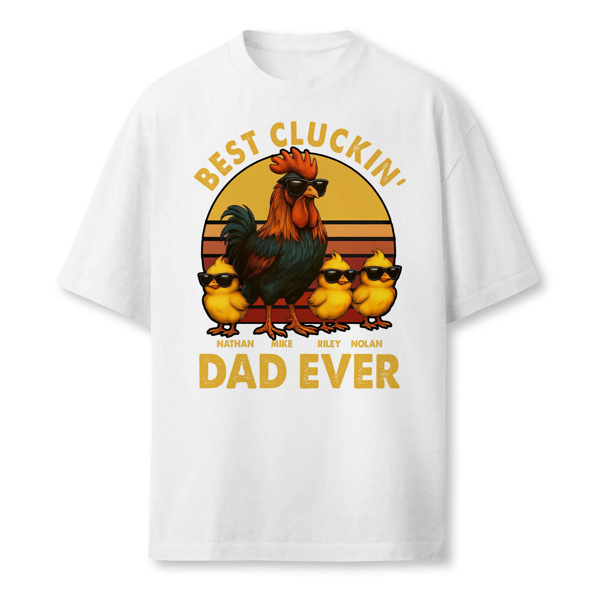 Personalized Best Cluckin' Dad Ever Shirt - Custom Kids Names,  Funny Chicken Rooster Tee, Father's Day Gift for Chicken  Dad, Retro Vintage Apparel