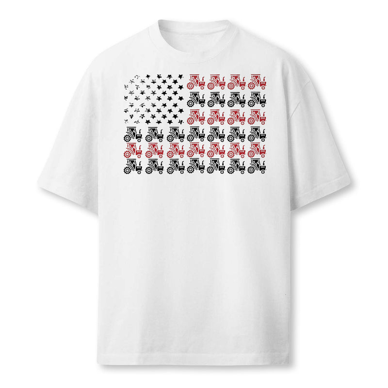 Proud Patriotic Freedom Designs Tractor American Flag Farmer T-Shirt