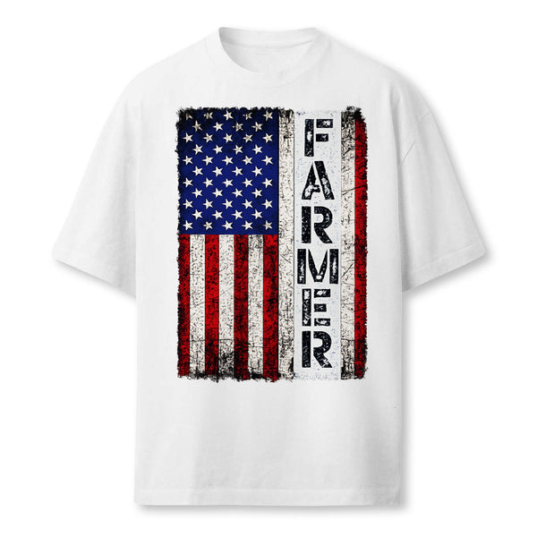 Farmer Tractors Usa American Flag Patriotic Farming Men Tee Farmer T-Shirt