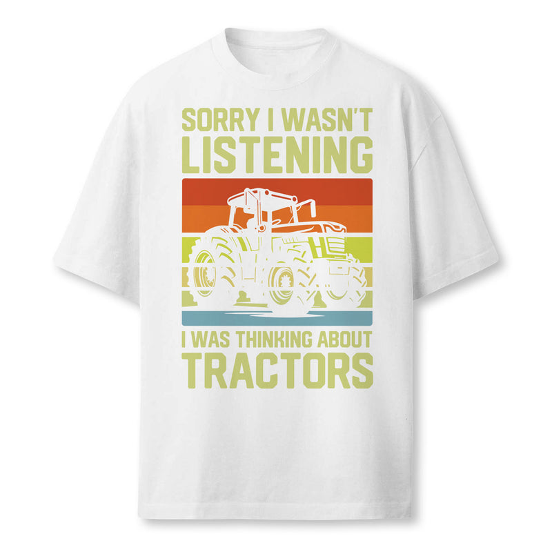 Funny Thinking About Tractors Tractor Lover Farmer Men Boys Farmer T-Shirt