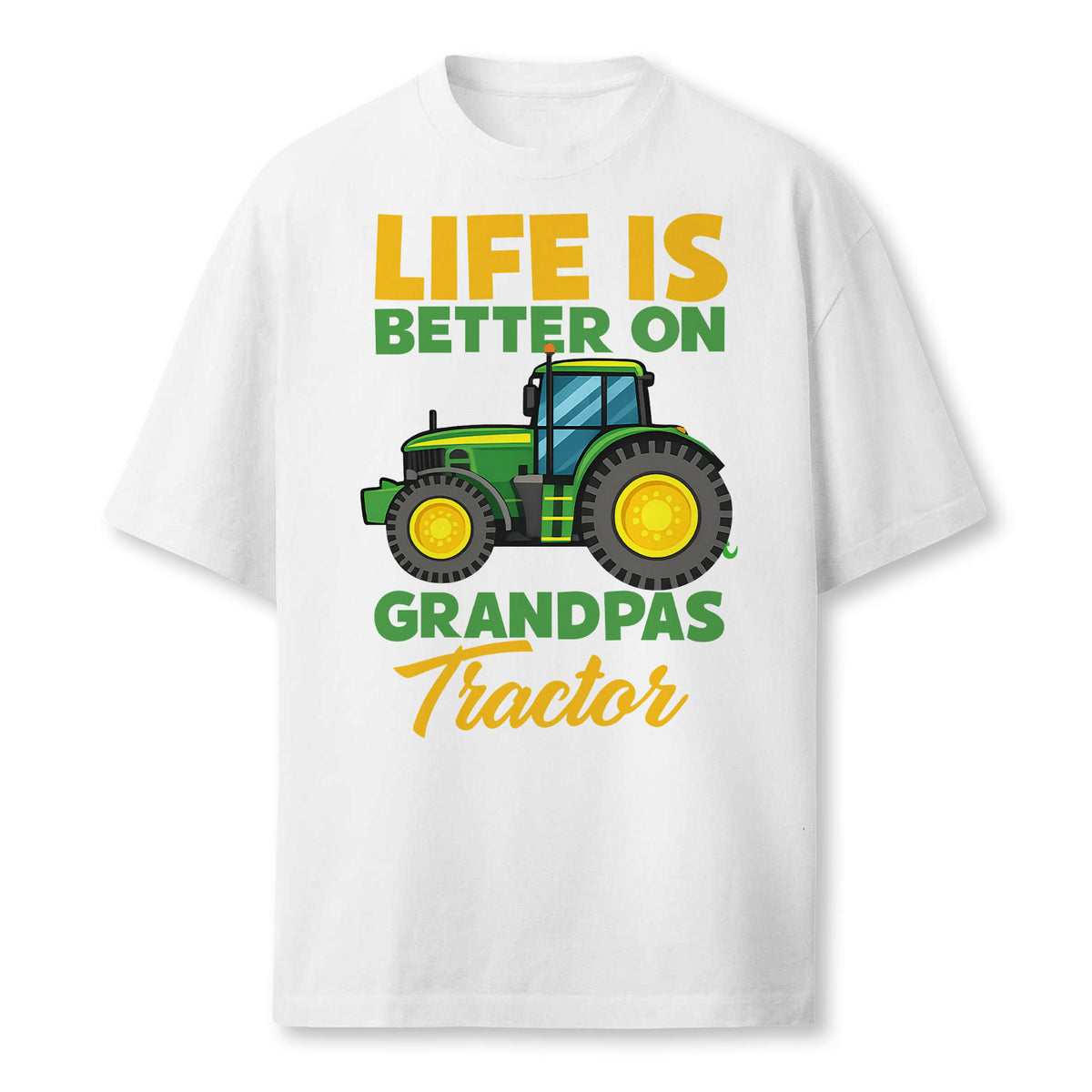 Farmer Funny Tractor Boy On Grandpas Tractor Farmer T-Shirt
