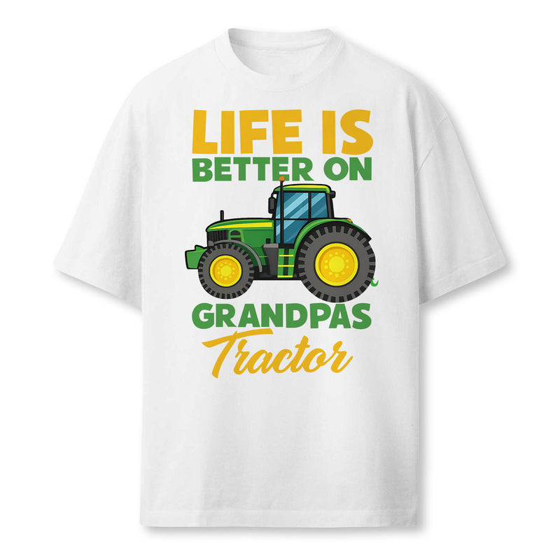 Farmer Funny Tractor Boy On Grandpas Tractor Farmer T-Shirt