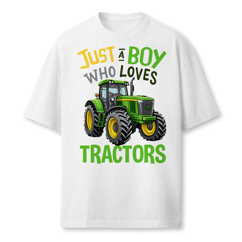 Just A Boy Who Loves Tractors Green Farm Tractor Trucks Farmer T-Shirt