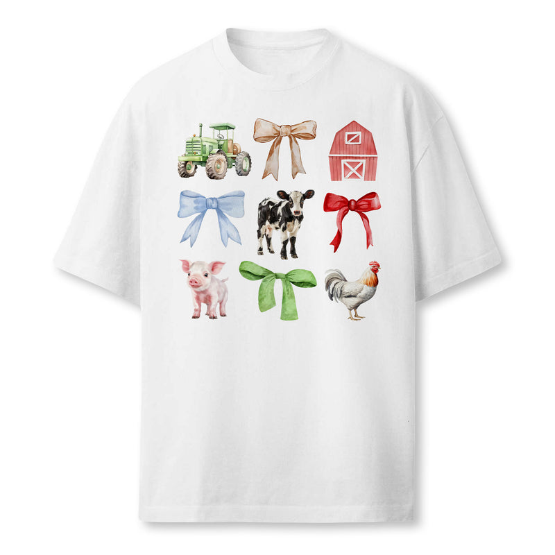Cute Farm Animals Cow Pig Chicken Coquette Farmer Farmer T-Shirt