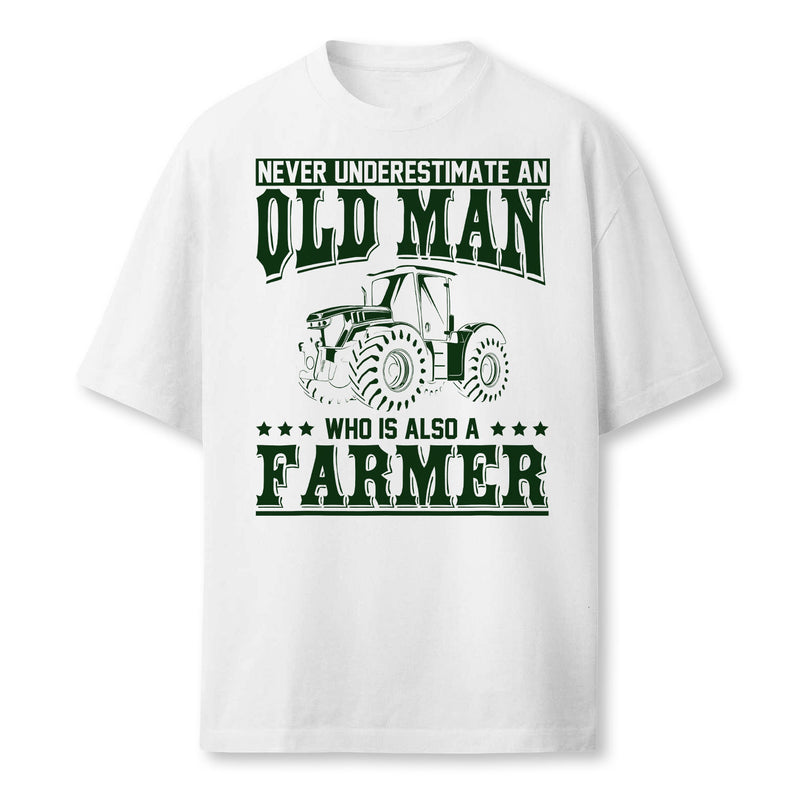 Retired Farmer Gift Idea Old Man Tractor Farmer Pullover T-Shirt