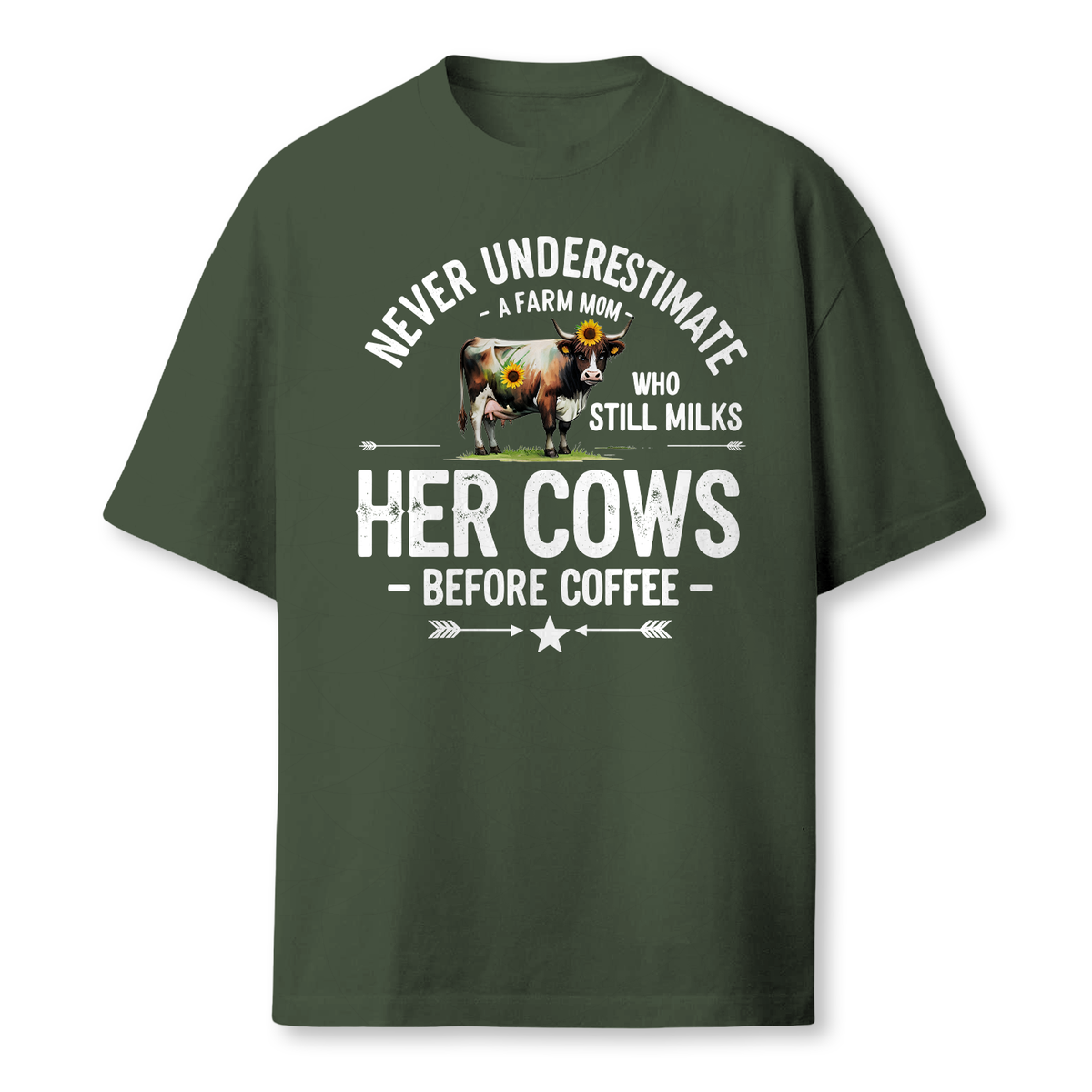 Never Underestimate A Farm Mom Who Still Milks Her Cows Before Coffee Shirt - Funny Farmer Gift For Women