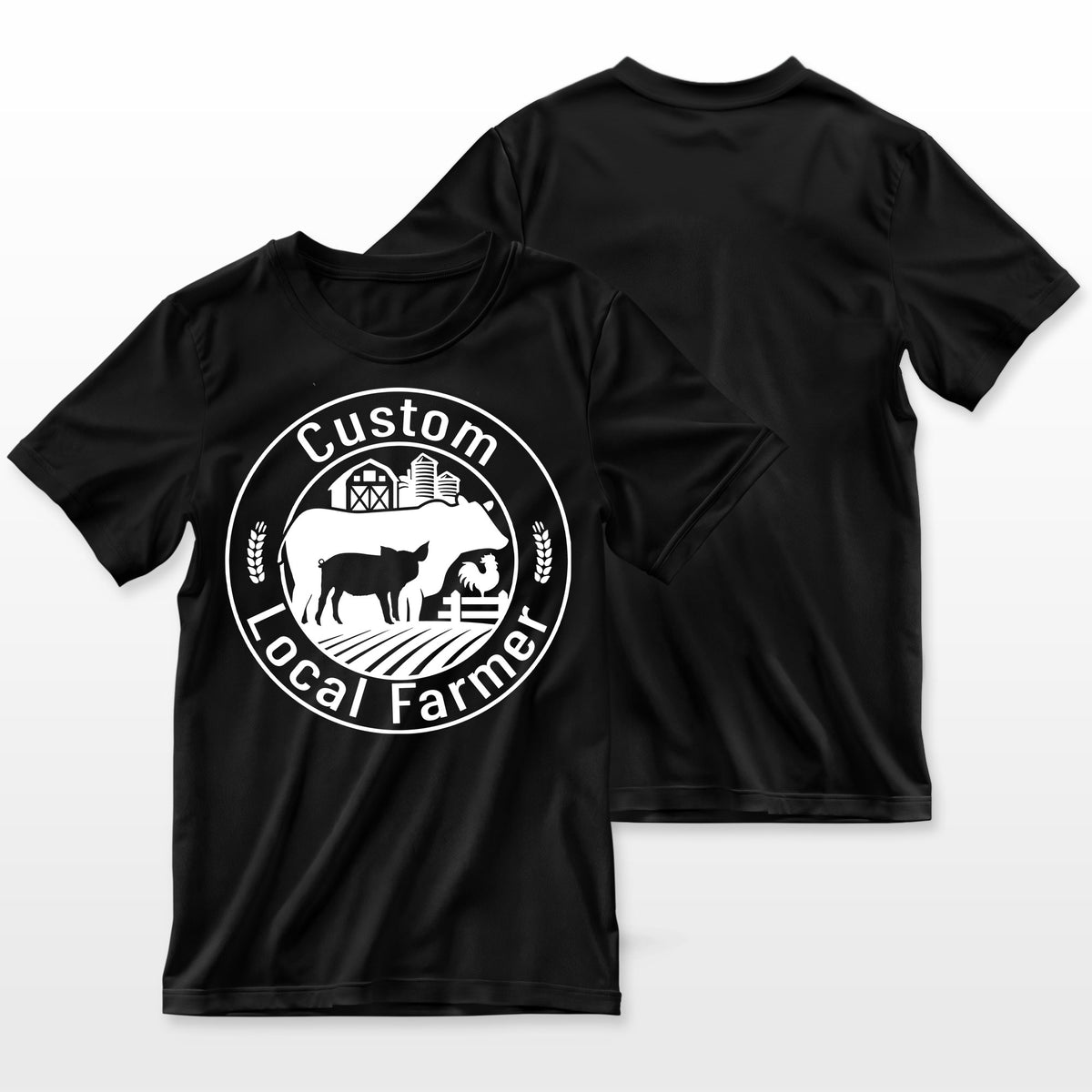 Personalized Local Farmer Shirt - Custom Name & Title Vintage  Farm Tee, Cattle Pig Chicken Logo, Country Farmer Gift,  Rural Lifestyle Apparel