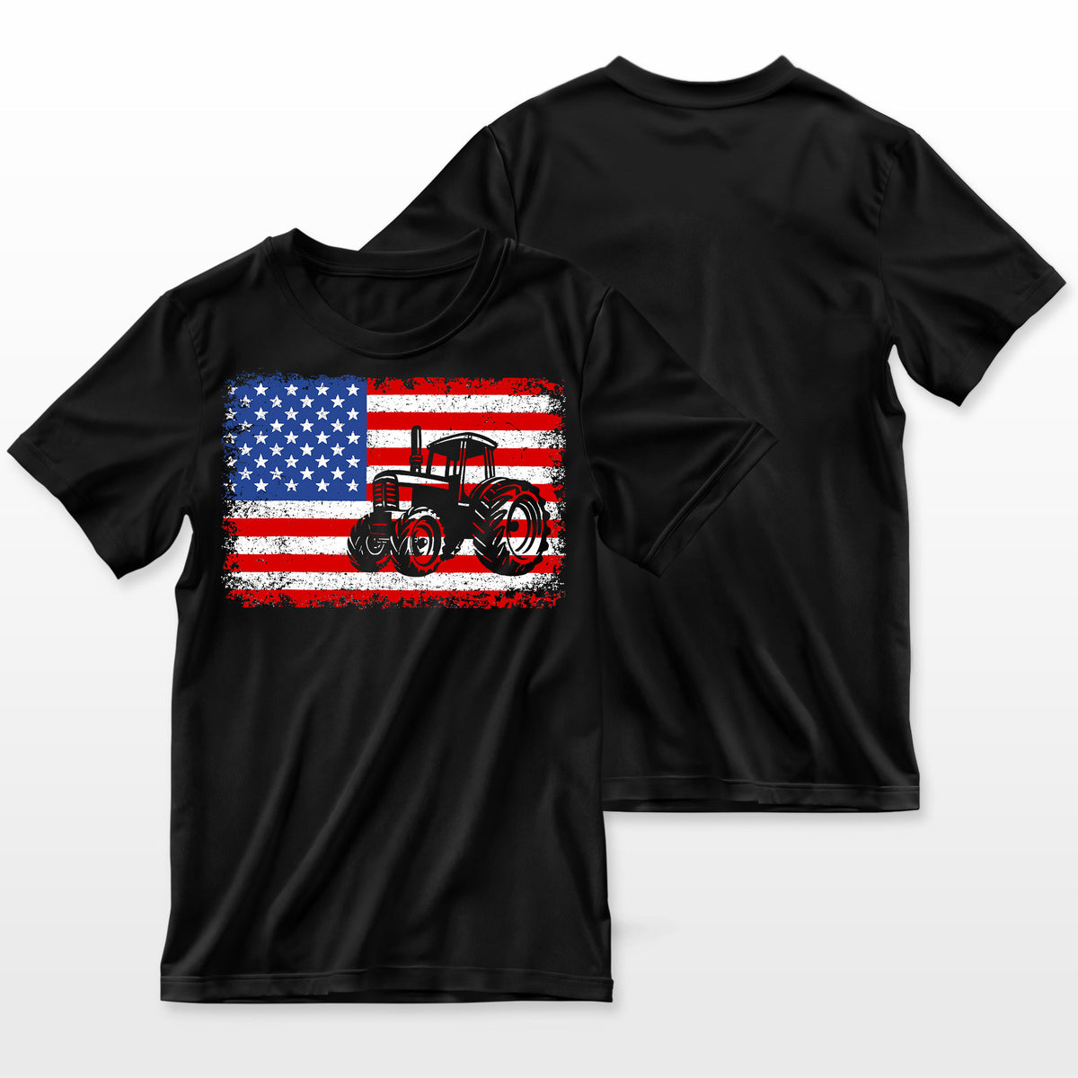 Farm Tractors Usa Flag Patriotic Farming Gift Men Women Boys Farmer T-Shirt