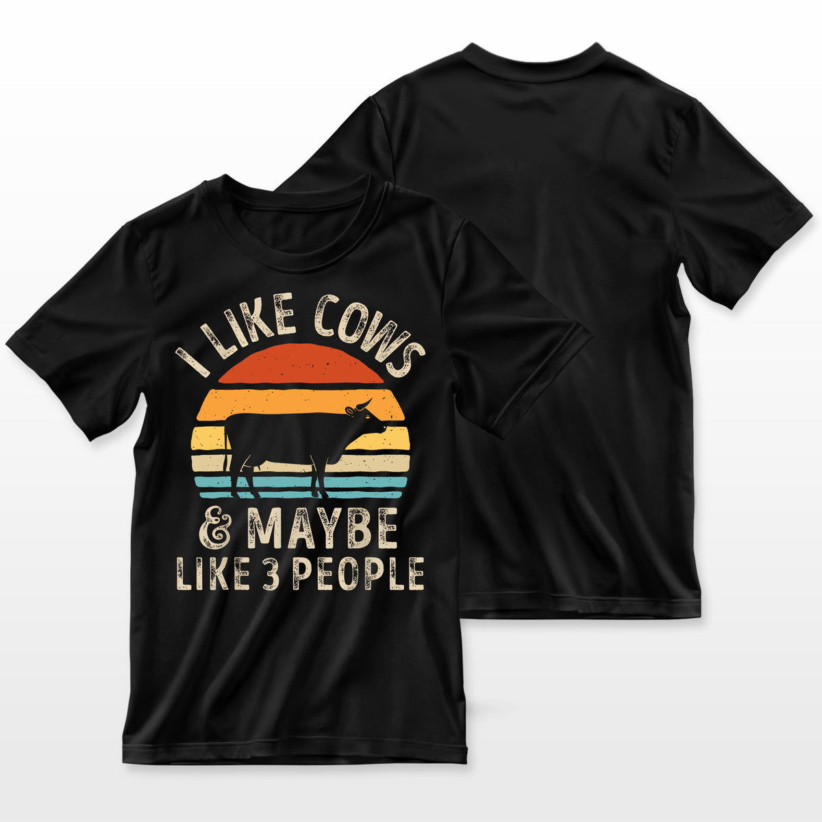 I Like Cows And Maybe Like 3 People Cow Farm Farmer Retro Farmer T-Shirt