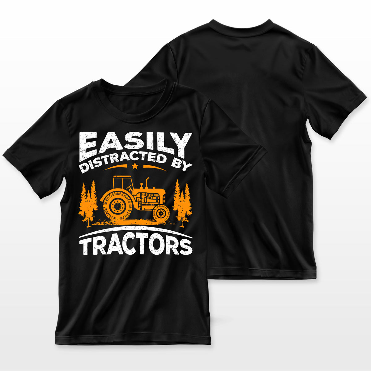 Funny Farming Quote Gift Easily Distracted By Tractors Pullover Farmer T-Shirt
