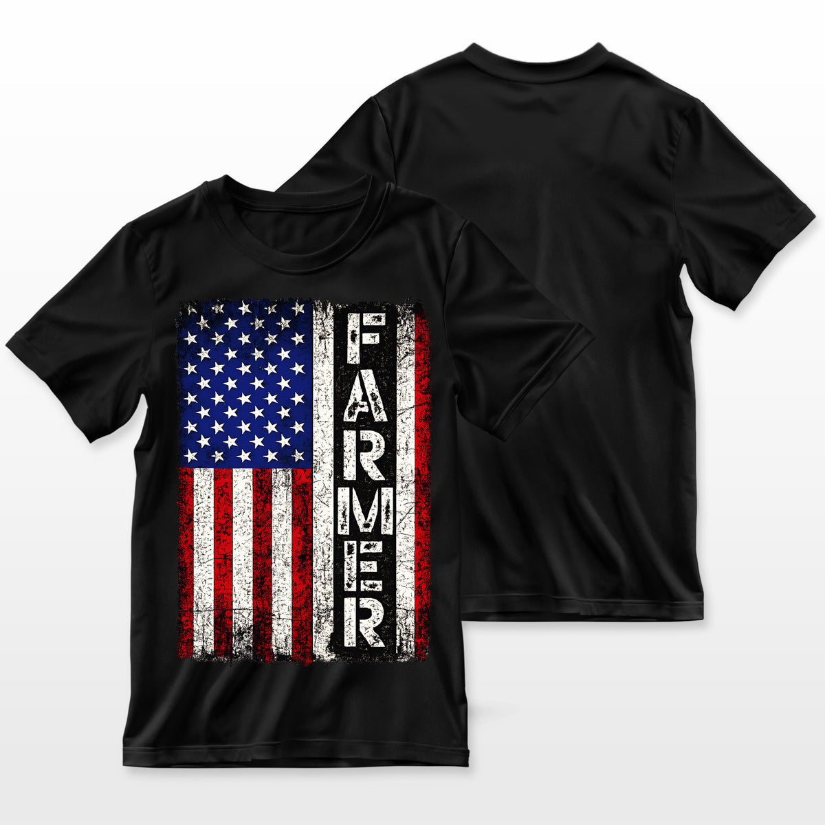 Farmer Tractors Usa American Flag Patriotic Farming Men Tee Farmer T-Shirt