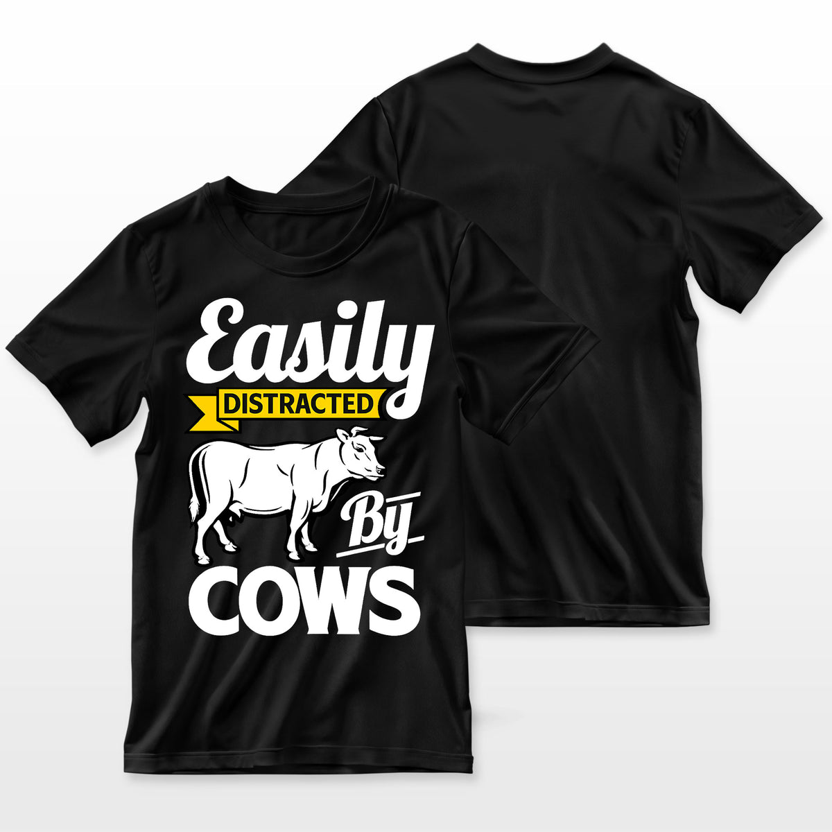 Easily Distracted By Cows Funny Cow Famers Gift Farmer T-Shirt